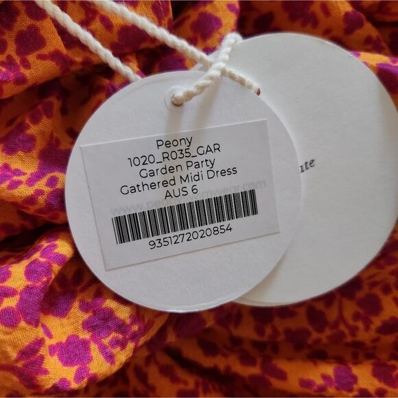 Peony Swimwear Gathered Midi Dress in Garden Party Size 6 US XS NWT - Picture 11 of 14